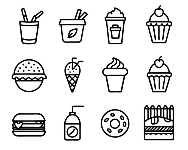 poner fuera comida y bebida icono línea de arte ilustración comida bebida bebida restaurante vino comida
