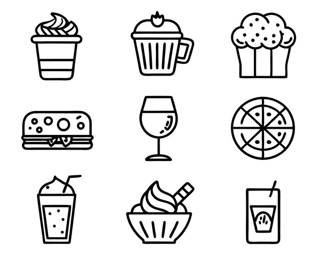 poner fuera comida y bebida icono línea de arte ilustración comida bebida bebida restaurante vino comida