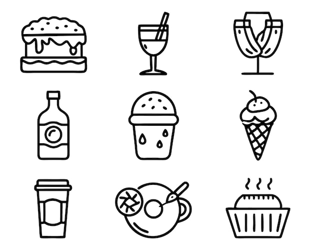 poner fuera comida y bebida icono línea de arte ilustración comida bebida bebida restaurante vino comida