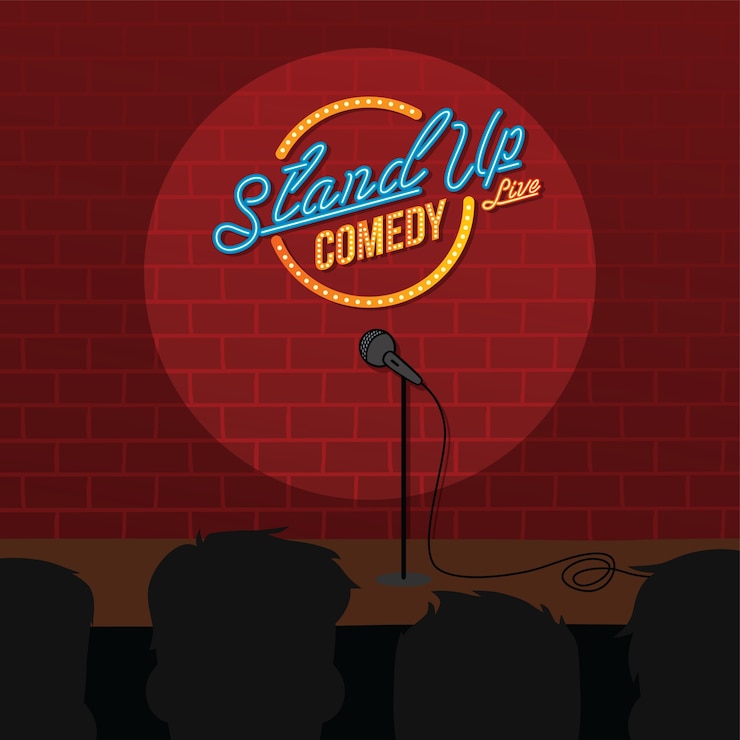 Vector ponerse de pie comedia abierta micrófono