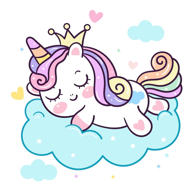 Vector pony duerme en la nube