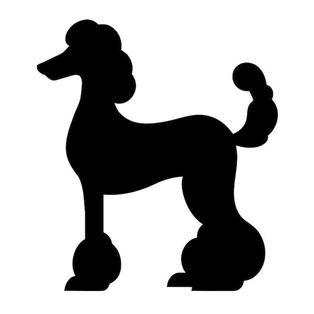 Poodle estándar de pie con la cola hacia arriba ilustración vectorial de silueta