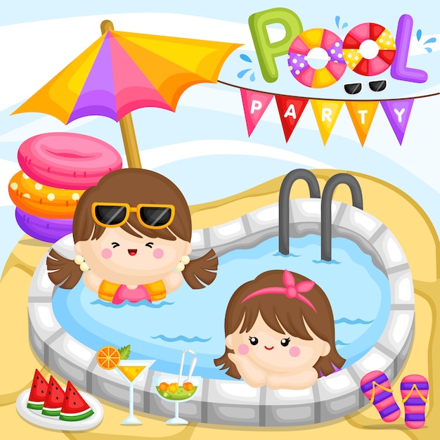 Vector pool party girl