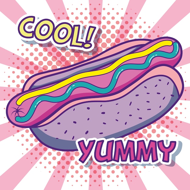 Pop art deliciosos dibujos animados de comida rápida