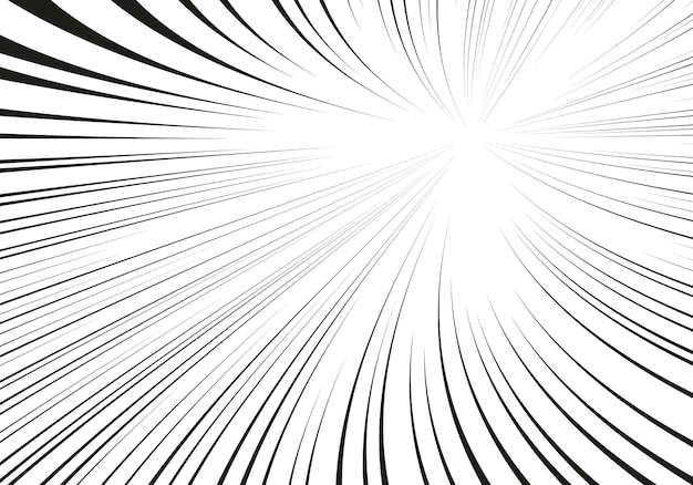 Pop art dibujos animados en blanco y negro Speed Lines Manga Ilustración vectorial