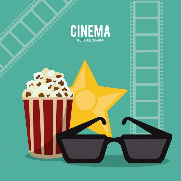 Vector pop corn glasses movie film cinema icon