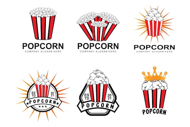 Pop corn logo icono vector explotar cine snacks concepto ilustración