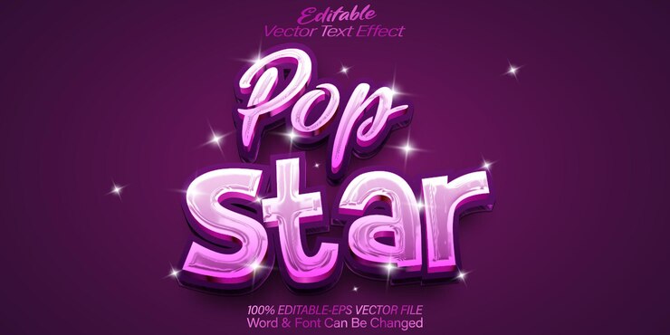 Vector pop star vector efecto de texto editable alfabeto retro música de club fiesta de rock