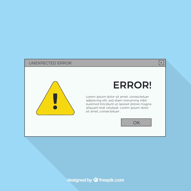 Pop up de error con diseño plano