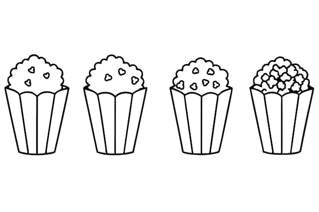 Popcorn dibujado a mano con líneas de arte deliciosa ilustración de bocadillos