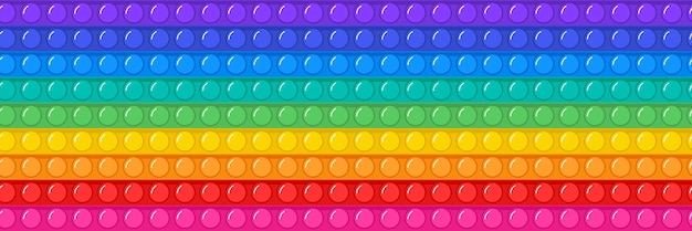 Vector popit vector de patrones sin fisuras, fondo de juguete fidget. empujar burbujas de arco iris, juego sensorial. gadget de dedo antiestrés. estampado colorido de pop it.