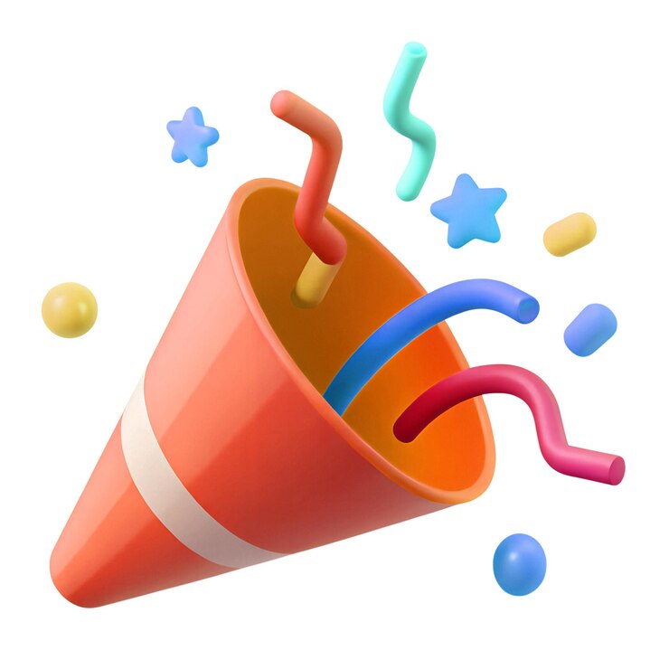 Popper de fiesta 3D con confeti