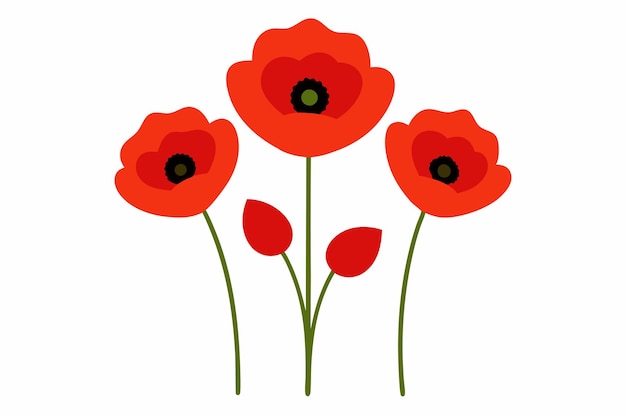 Poppies Remembrance Ilustración vectorial Clipart de dibujos animados y diseño de arte de líneas