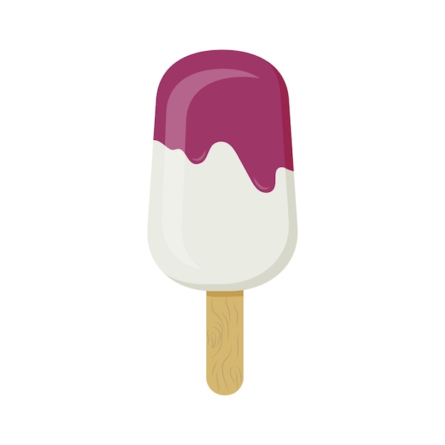 popsicle en un palo en helado de frutas en un estilo vectorial plano sobre un fondo blanco