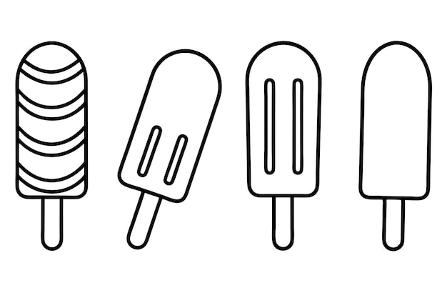 Popsicles arte de línea simple refinado accesorio de postre de verano