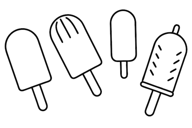 Popsicles detallado arte de línea intrincada ilustración de golosinas congeladas