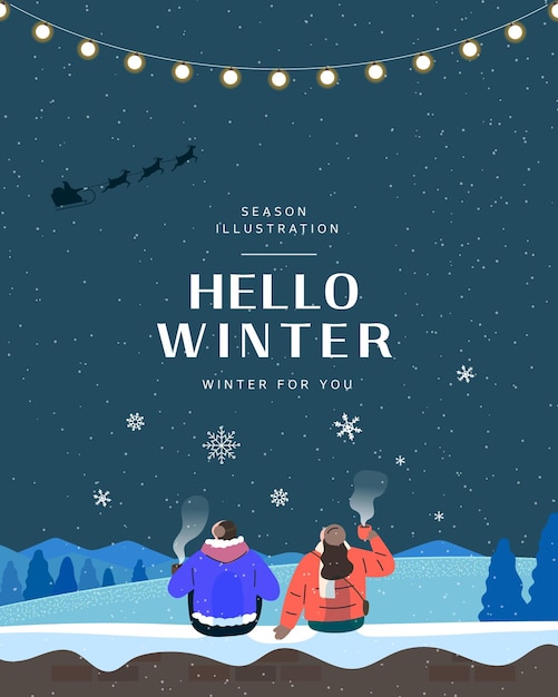 Popup de banner web de ilustración emocional de invierno