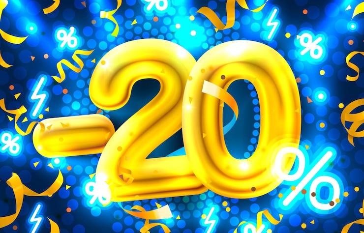 Vector porcentaje de descuento composición creativa d mega venta símbolo con objetos decorativos venta banner y ...
