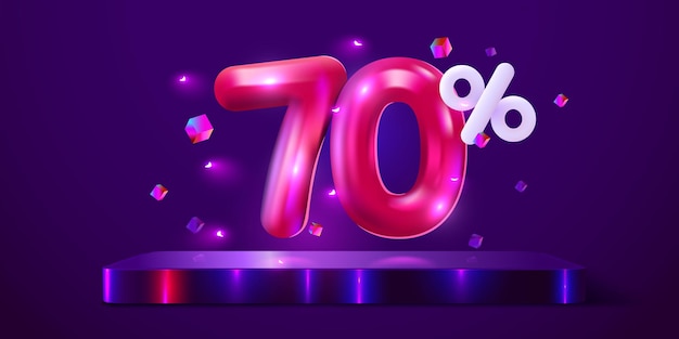 Porcentaje de descuento composición creativa mega venta banner de neón