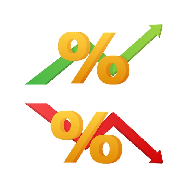 Porcentaje con flecha hacia arriba y hacia abajo ilustración de stock de vector de tasa de interés de crédito bancario