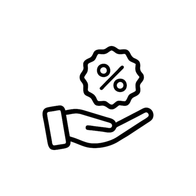 Porcentaje en el icono del vector de la mano