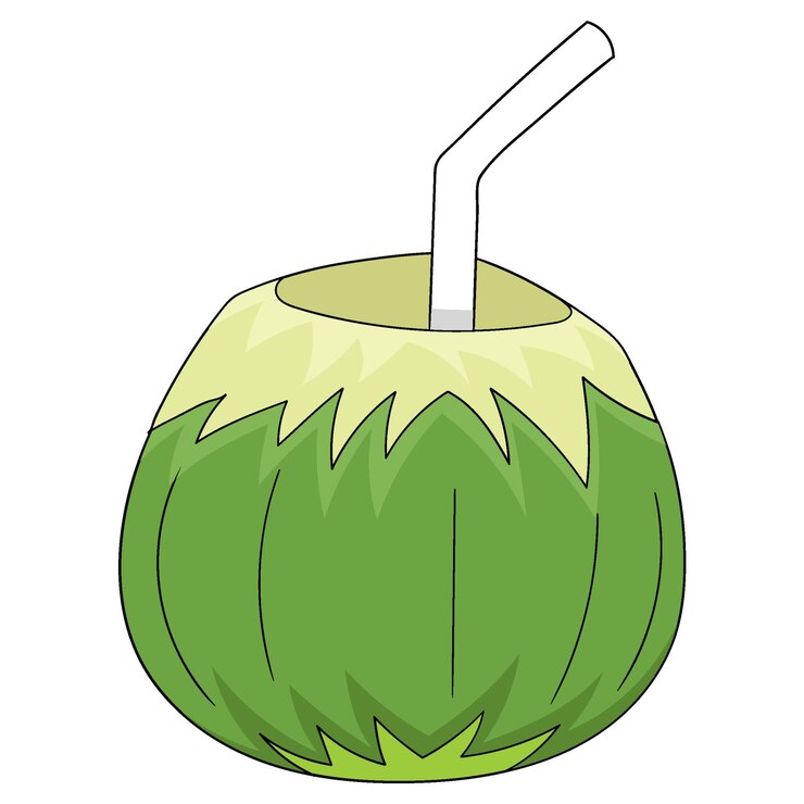 Vector porción de bebida natural de coco fresco
