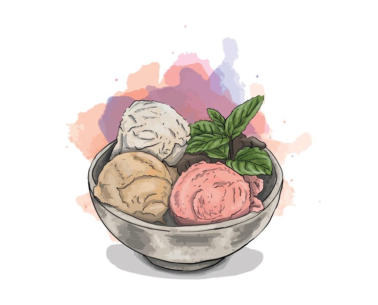 una porción de ilustración de helado