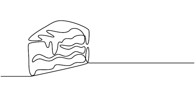 Porción de pastel Icono de línea continua Alimentos dulces Línea continua Línea de trazo editable Línea continua una