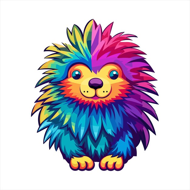 Porcupine Colorida acuarela dibujos animados Kawaii Personaje Animales Mascotas Ilustración de pegatinas aisladas