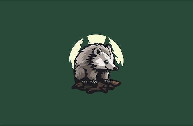 Porcupino en la ilustración de diseño vectorial del bosque