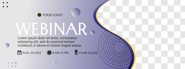 portada de banner de seminario web para plantilla de redes sociales. diseño geométrico abstracto azul