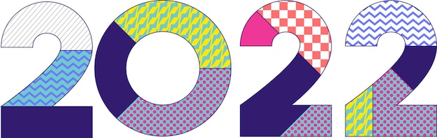 Portada del calendario 2022 de estética moderna de diseño suizo. Disposición minimalista, simple y estética. Ilusión de op art. Lineas blancas y negras. Espacio negativo. Ilustración vectorial.