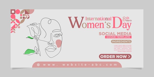 Portada del cartel social para el banner web de celebración del día de la mujer.