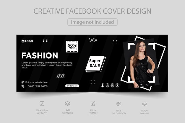 Vector portada dinámica moderna de facebook y plantilla de banner web de publicación en redes sociales para la venta de moda en línea