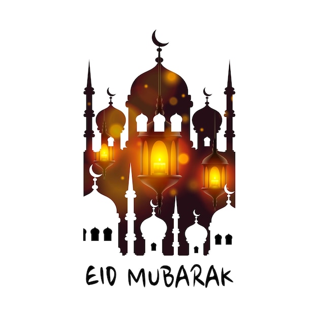 Portada de Eid Mubarak, plantilla de hermoso diseño islámico, cartel de Ramadan Kareem. Ilustración vectorial