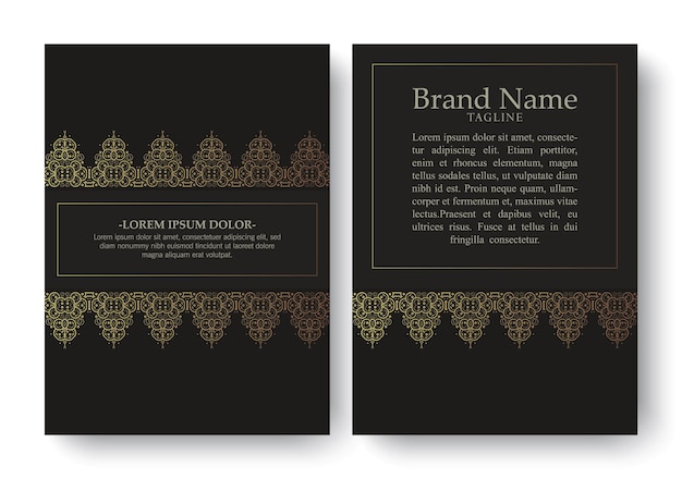 portada con un elegante motivo de patrón en color dorado