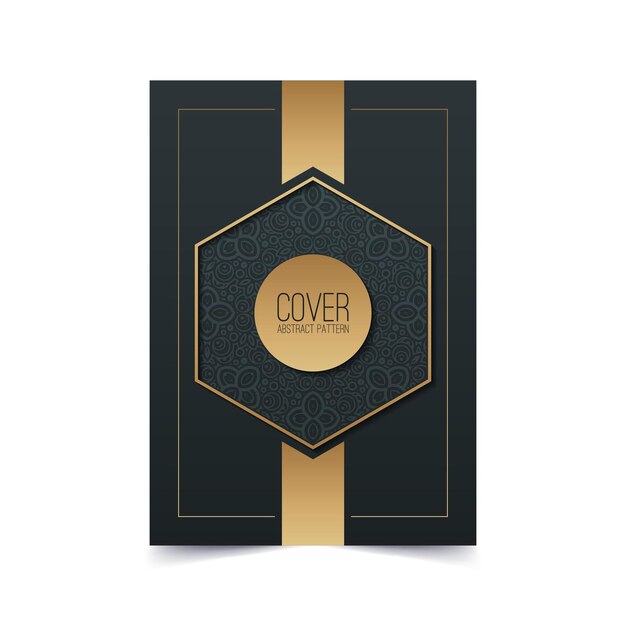 portada con un elegante motivo de patrón en color dorado