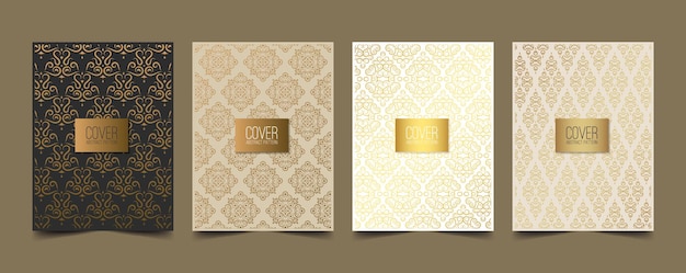 portada con un elegante motivo de patrón en color dorado