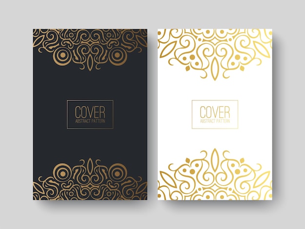 portada con un elegante motivo de patrón en color dorado