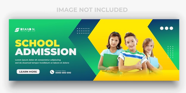 Portada de facebook de admisión a la escuela y fondo limpio degradado de 2 colores o plantilla de diseño de publicación de instagram de anuncio de curso especial en redes sociales