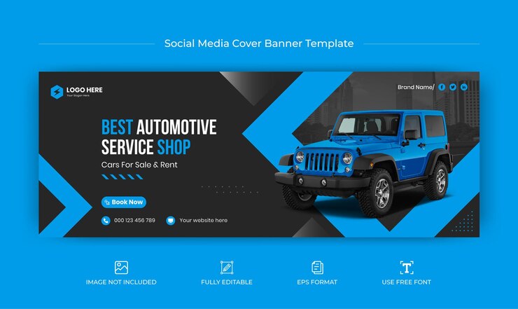 Vector portada de facebook de alquiler de autos y plantilla de banner de redes sociales