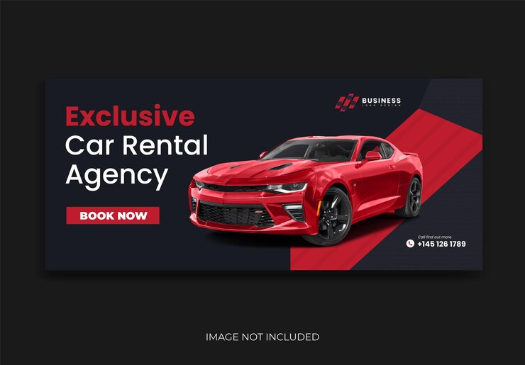 portada de Facebook de alquiler de autos plantilla de redes sociales de alquiler de autos diseño de anuncios de banner web