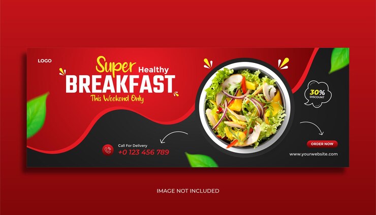 Portada de facebook de banner de comida y plantilla de diseño de banner web Vector Premium