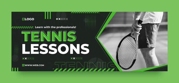 Portada de facebook de club de tenis de diseño plano