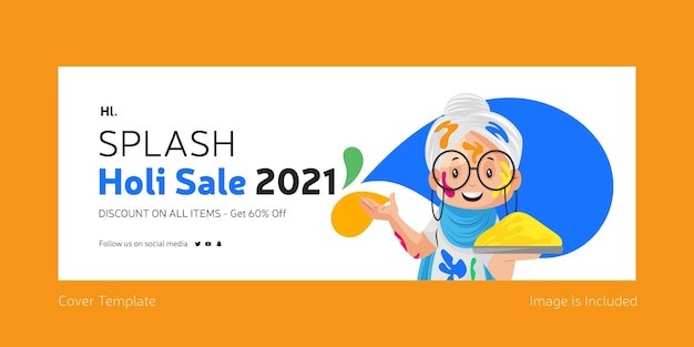 Portada de facebook para el diseño de venta splash holi