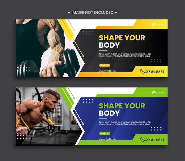Portada de facebook de fitness y plantilla de banner web