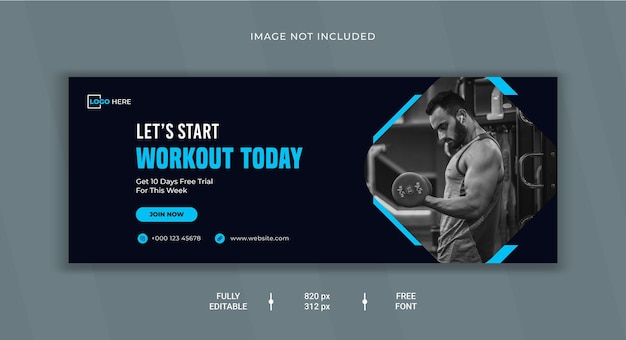 Portada de facebook de fitness y plantilla de banner web