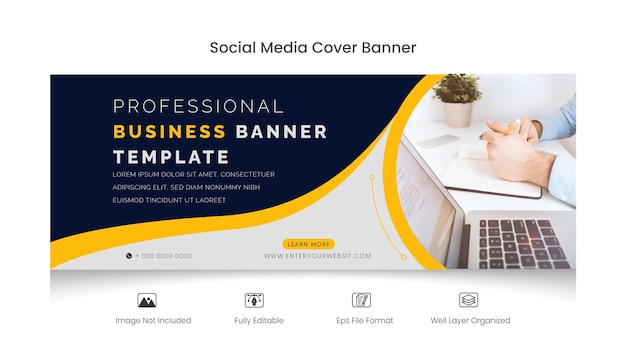 Portada de Facebook de marketing digital. plantilla de banner de negocios