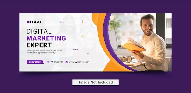 Portada de Facebook de marketing digital y plantilla de banner web