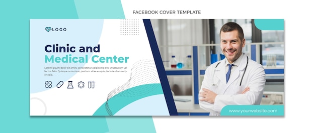 Portada de facebook médica de diseño plano